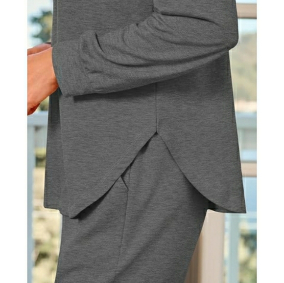 Comfy 2 Piece Pajamas Set Loungewear Outfit Gray - Picture 6 of 7